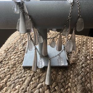 ⬇️ Statement necklace silver w/crystal drops